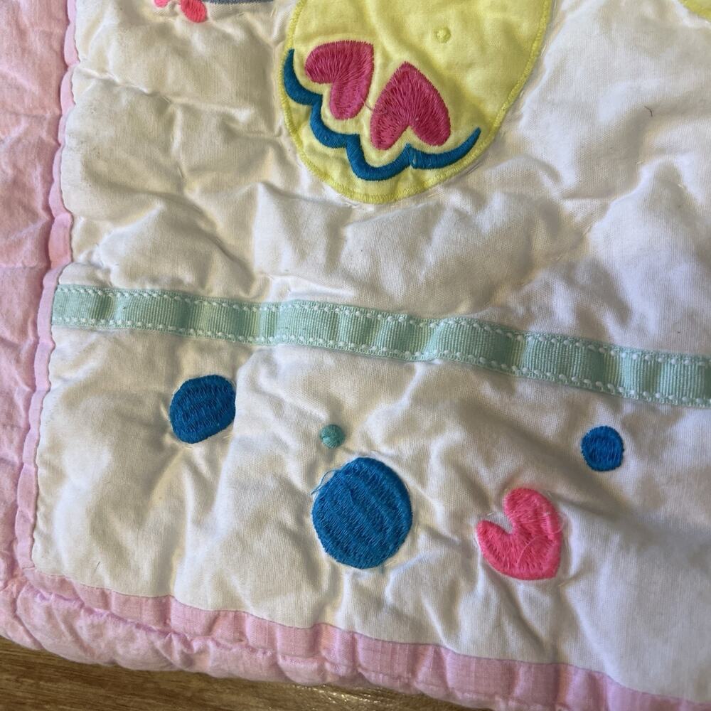 Pottery Barn Kids Butterfly Pink Trim Quilted Standard Sham 100% Cotton Filling